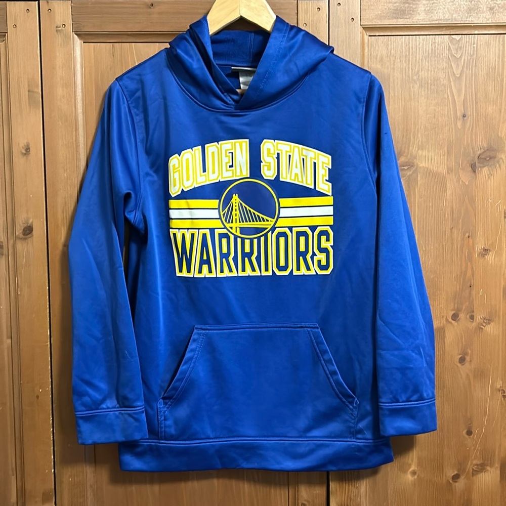 NBA Golden State Warriors Royal blue tech pullover hoodie sweatshirt Kids XL.